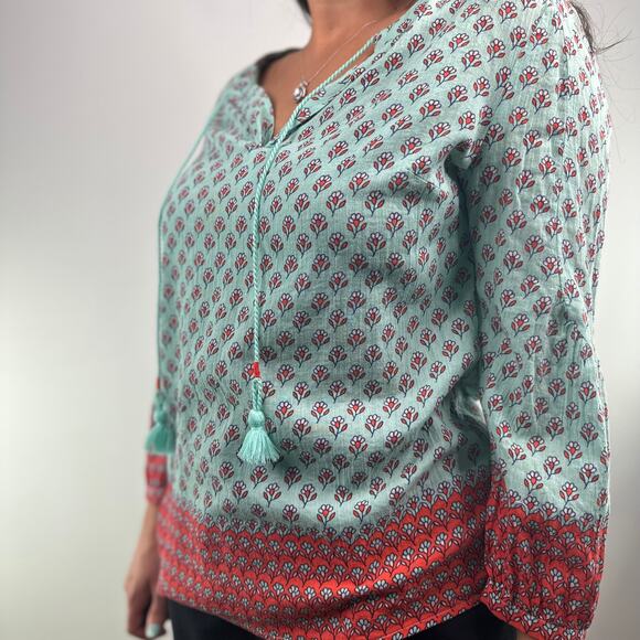 Boden Turquoise Floral Tunic Blouse - Picture 3 of 10